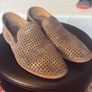 TRASK , perforated LEATHER , tan, taupe, Women’s loafers Size 9.5 US